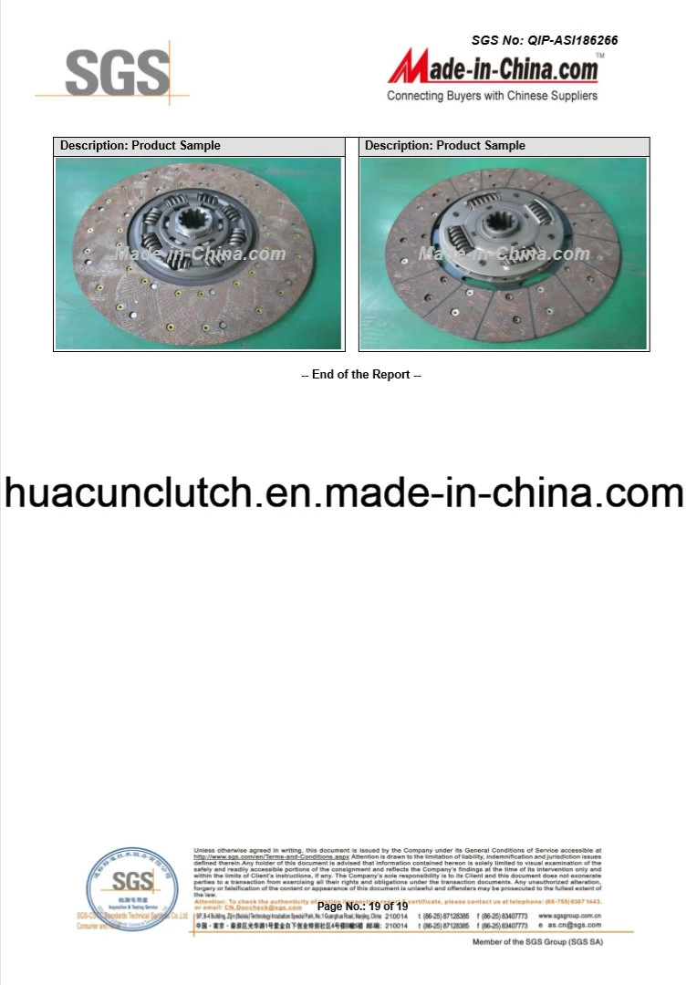 Isuzu Truck Clutch Disc, Driven Disc 430mm for Japanese Truck